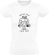 T-shirt pour femme Never Skip Leg Day | Gym | Centre Fitness | aptitude | train | drôle | Blanc