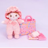 Sandra's Poppenkraam - Abby- roze - complete knuffelpop giftset - gratis met naam -