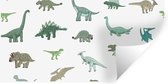 Muursticker kinderen - Muurstickers kinderkamer - Dinosaurus - Groen - Jongens - Bruin - Kind - Patronen - Decoratie voor kinderkamers - 40x20 cm - Zelfklevend behangpapier - Stickerfolie