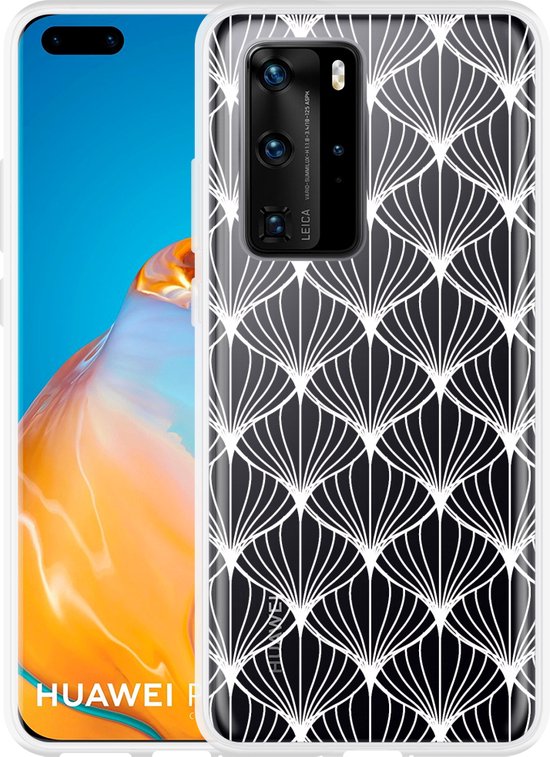 Hoesje Geschikt Voor Huawei P40 Pro White Abstract Pattern Bol 