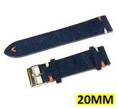 Bracelet de Montre en Daim - Bracelet de Montre - Bracelet Nato - Universel - 20MM - Blauw