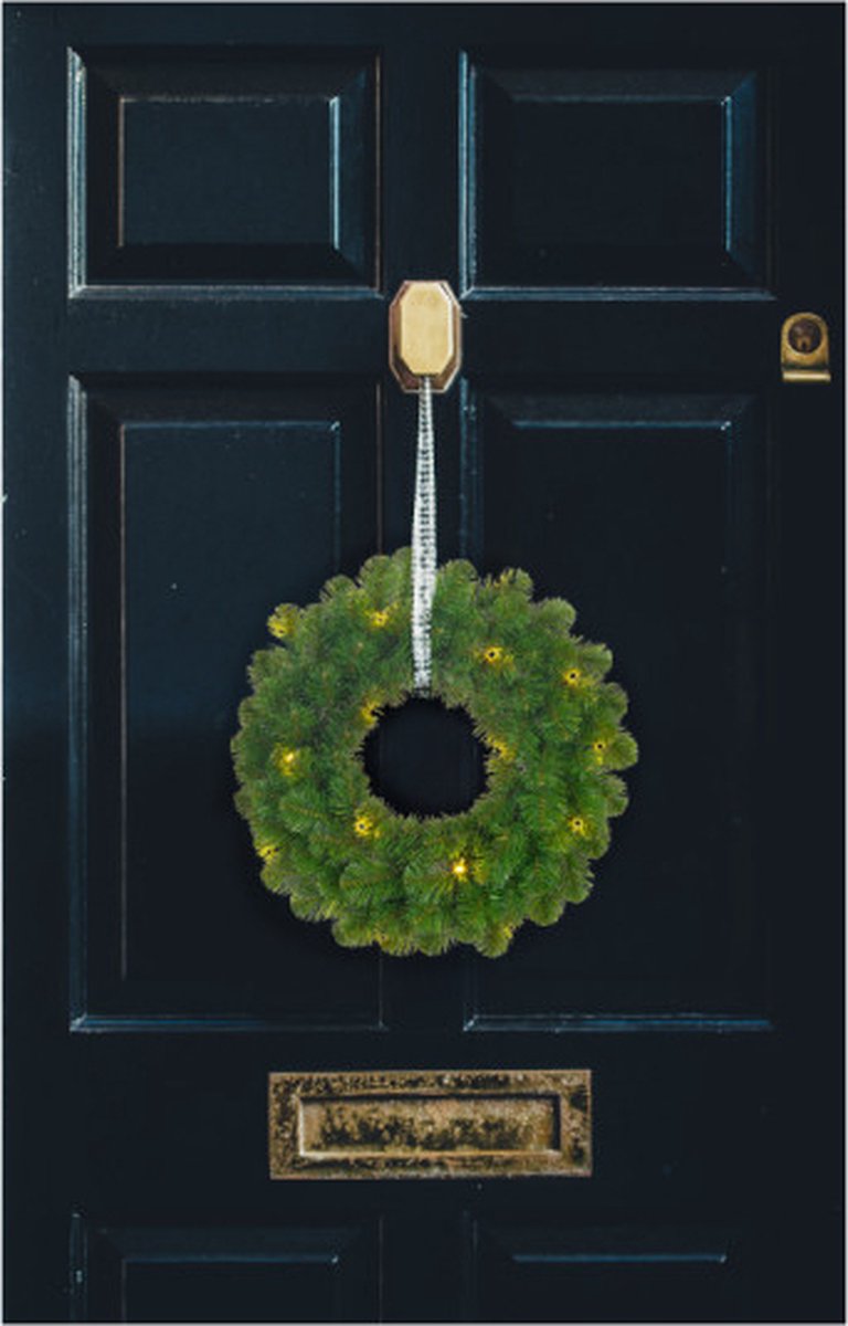 Black Box Kerstkrans - D45 cm - met LED verlichting - batterijen - deurkrans – foto 7