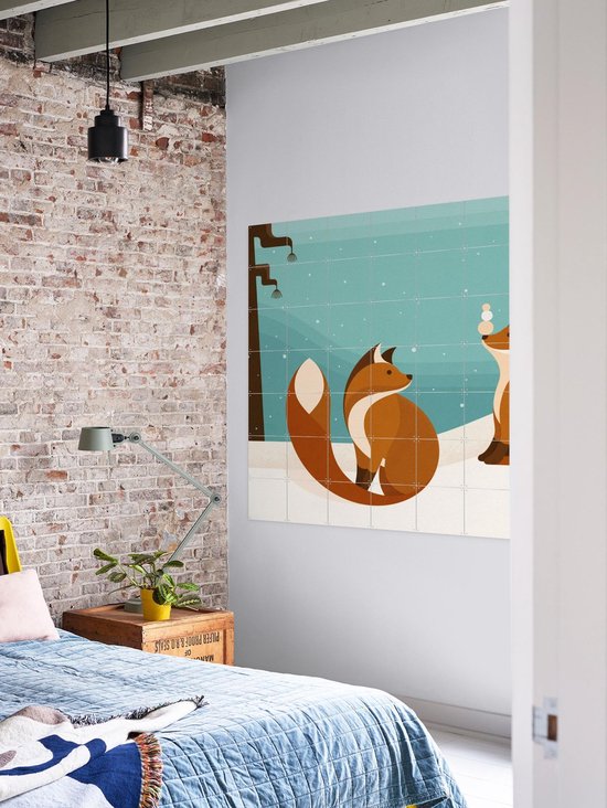 IXXI Vosjes, Elke Uijtewaal - 100 x 80 cm - Outil d'accrochage gratuit - Grande décoration murale et affiches - Illustrations, Digital Art, Ludique, Coloré