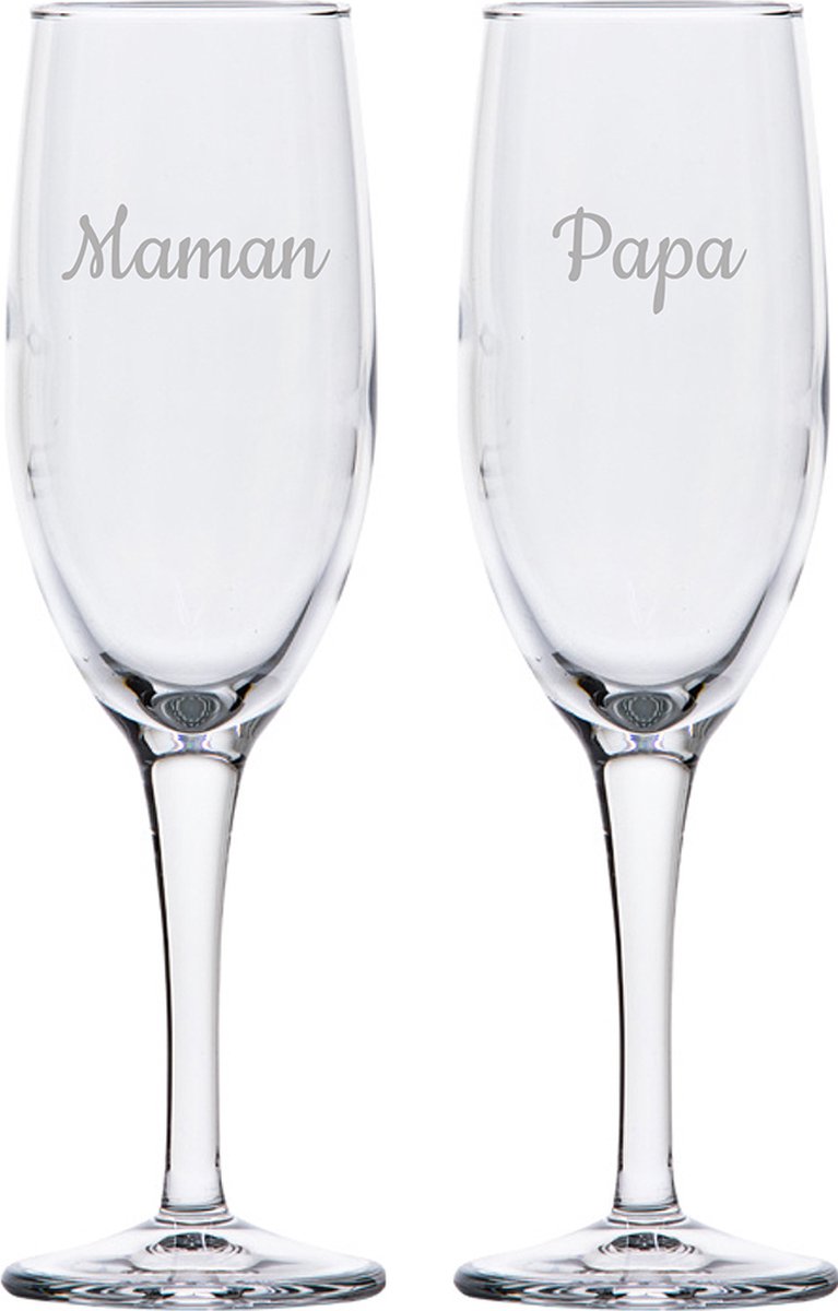 Champagneglas gegraveerd - 16,5cl - Maman & Papa