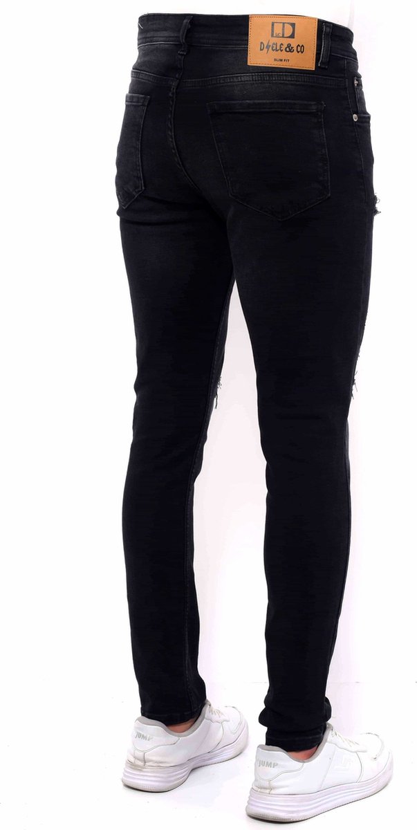 Gescheurde Jeans Heren Slim Fit DC049 Zwart