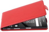 Cadorabo Hoesje geschikt voor Sony Xperia Z5 COMPACT in INFERNO ROOD - Beschermhoes in flip-design Case Cover van getextureerd imitatieleer