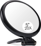 5 inch, 20X vergrootspiegel, tweezijdige spiegel, 20X/1X vergroting, opvouwbare make-upspiegel met handheld/standaard, gebruik voor make-up toepassing, pincet en mee-eter/onzuiverheid verwijdering