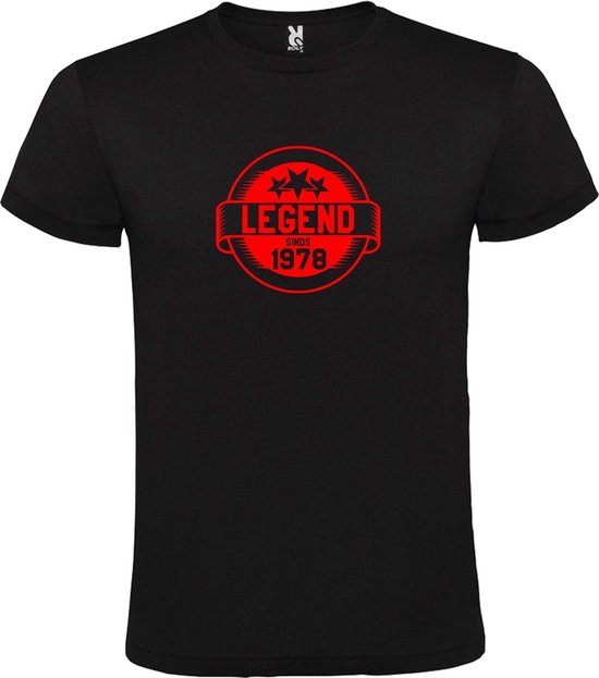 Zwart T-Shirt met “Legend sinds 1978 “ Afbeelding Rood Size XXXL