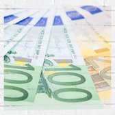 Muursticker - 100 en 200 Euro Biljetten in Cirkel - 50x50 cm Foto op Muursticker