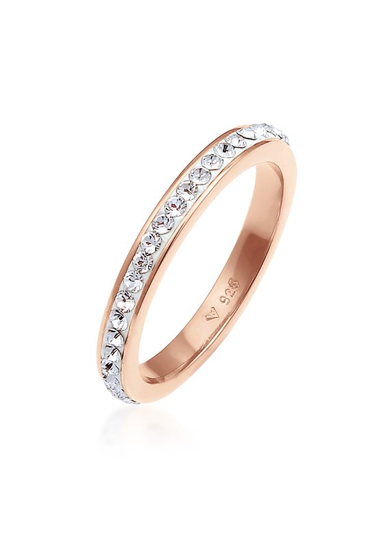 Elli Ring Dames Bandring Sprankelend Elegant met kristallen in verguld 925 Sterling Zilver