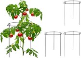 Relaxdays plantensteun - set van 4 - klimsteun - 29 cm - tomatensteun - ring - zwart