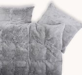 Y-NOT - Fluffy Teddy - Dekbedovertrek - onderkant Microvezel - 240x200/220 - Lits-jumeaux met 20 cm instopstrook en Ritssluiting - Grijs