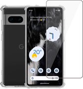 Geschikt voor Google Pixel 6 Hoesje + Screenprotector – Gehard Glas Cover +Shock Proof Case – Transparant
