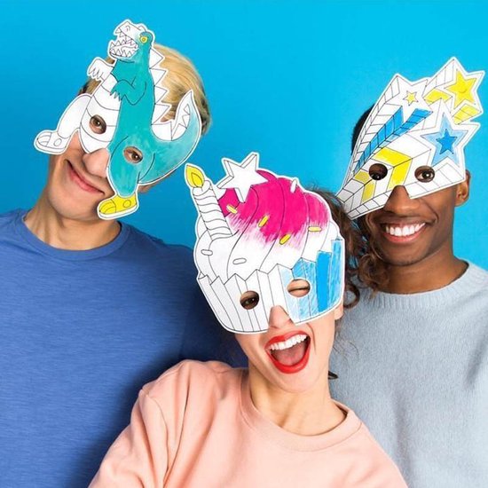 24 Masques à Colorier Animaux + 3 Sets Stylos - Activité Enfants DIY - Cordon Élastique Inclus