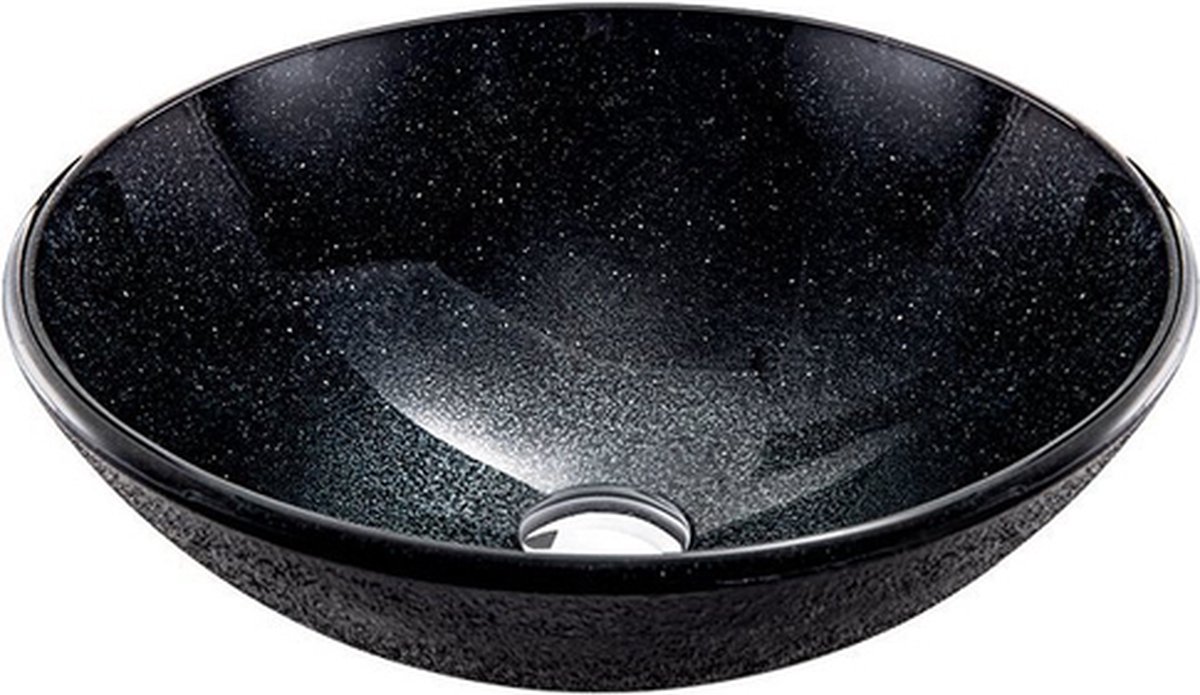 Saniclass Pesca waskom – Ø42x14,5 cm – Gehard glas – Grijs zwart