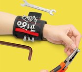 Magnetische Armband Klussen - Gereedschap Polsband - Gereedschapsriem Pols - DIY Magneet Tool Houder Voor Het Vasthouden Boortjes Spijkers Schroeven Bouten Wrist Band - Met Klittenband Verstelling - Universeel Verstelbaar - One-Size - Zwart