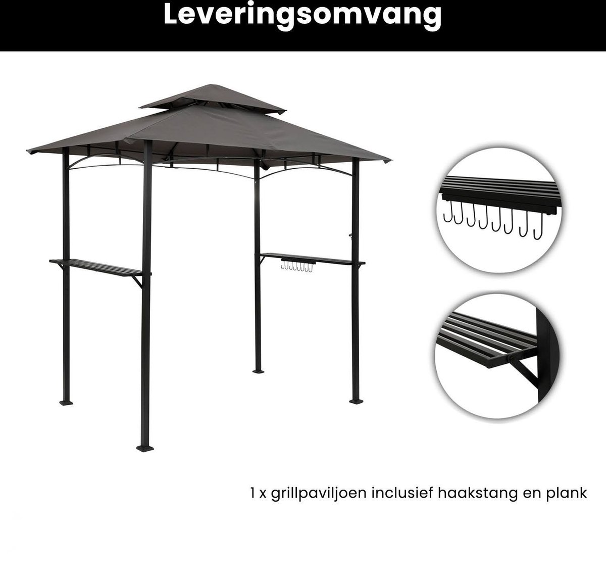 Tonnelle de Barbecue Auvent de Réception pour Jardin Tente avec Comptoir et  Crochets