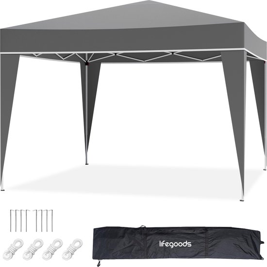 Paviljoen Partytent 300x400 Cm - Tuintent Met Dubbel Dak 3 X 4 M - Grijs