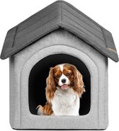 Rexproduct Hondenhuis – Hondenhuisjes voor binnen – Waterdicht Hondenmandje - Hondenhok – Hondenmand met dak - Grijs