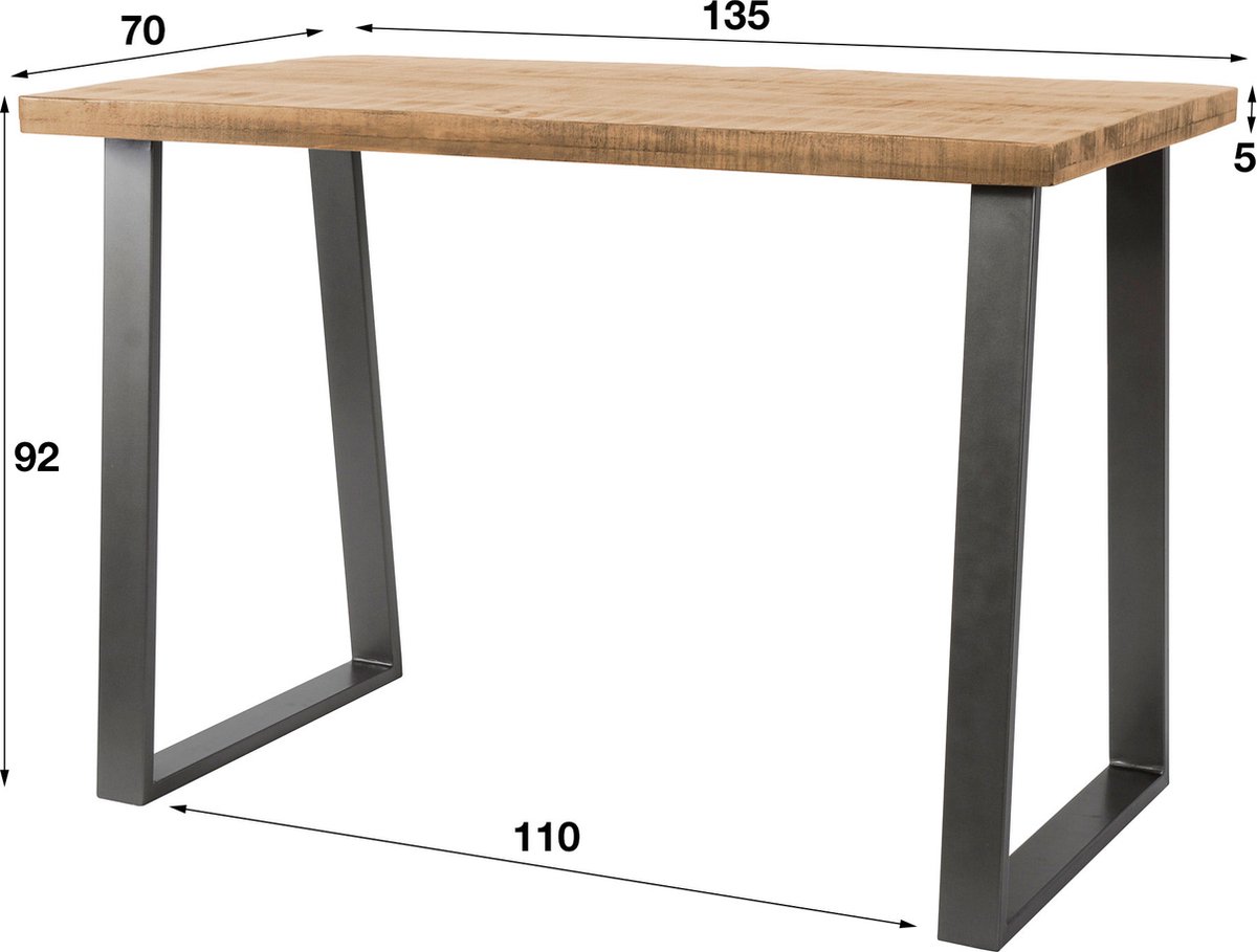 Giga Meubel Bartafel Trapezium - Naturel Hout - 135x70x92cm