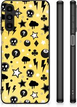 Telefoon Hoesje Geschikt voor Samsung Galaxy A14 5G Silicone Back Cover met Zwarte rand Punk Yellow
