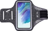Hoesje Geschikt voor Samsung Galaxy S21 hardloop telefoonhouder – armband - sportband - van stof - Zwart