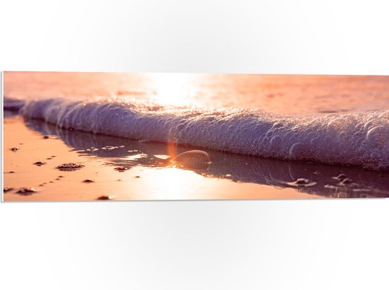 PVC Schuimplaat - Golven van een Zandstrand - 90x30 cm Foto op PVC Schuimplaat (Met Ophangsysteem)