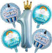 World of Balloons Blauwe 1 Jaar Verjaardag Versiering - Ballonnen 1 Jaar Verjaardag - Jongen & Meisje