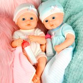 Dream Collection 30 cm Baby tweeling pop, set met 2 baby poppen inclusief een melkfles en een zacht slaapdekentje voor elke baby.