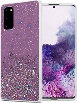 Cadorabo Hoesje geschikt voor Samsung Galaxy S20 in Paars met Glitter - Beschermhoes van flexibel TPU silicone met fonkelende glitters Case Cover Etui