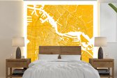 Behang - Fotobehang Stadskaart - Amsterdam - Oranje - Breedte 260 cm x hoogte 260 cm - Plattegrond