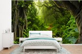 Behang - Fotobehang Natuur - Water - Jungle - Bos - Tropisch - Breedte 400 cm x hoogte 300 cm