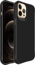 iMoshion Hoesje Geschikt voor iPhone 12 Pro Max Hoesje Shockproof - iMoshion Rugged Hybrid Carbon Case - Zwart