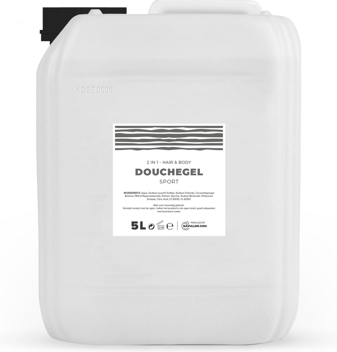 Douchegel - Sport - Transparant - 5 Liter - Jerrycan - Hair & Body - Navulling – Navullen