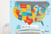 Behang - Fotobehang Landkaart Amerika in kleur - Breedte 275 cm x hoogte 220 cm