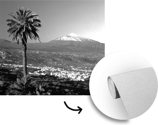 Papier peint photo vinyle - Orotava avec vue sur El Teide Tenerife - Zwart- Wit largeur 240 cm x hauteur 240 cm - Tirage photo sur papier peint (disponible en 7 tailles)