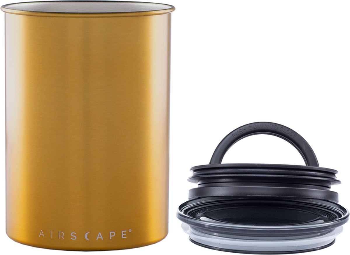 Airscape® Classic 500gr. - voorraadpot -voorraadbus - vershouddoos -voedselveilig - vacuümdeksel- BPA vrij - koffiepot - Brushed Brass