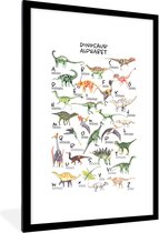 Poster in fotolijst kinderen - Alfabet - Dinosaurus - Jongens - Meisjes - Kinderen - Educatief - Muurdecoratie kinderkamer - 60x90 cm - Poster kinderkamer - Poster dinosaurus