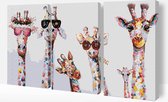 Peinture Par Numéros Adultes DIY Peinture Par Numéro Package Hobby Complet sur Cadre avec Vernis - ®Arty Bee - Fête des Girafes - 3x40x50cm
