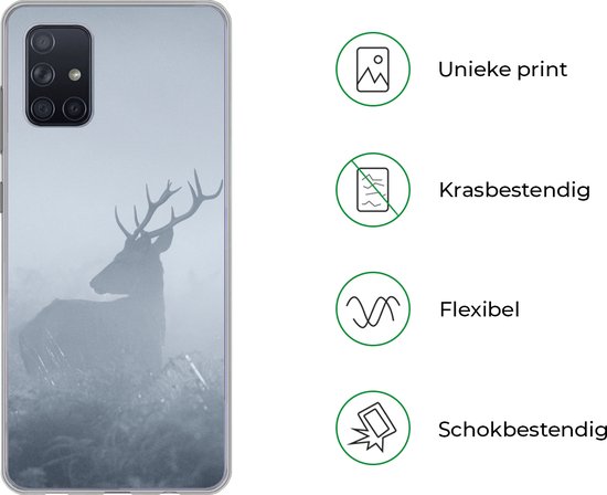 Coque Samsung Galaxy A51 5G - Cerf - Brouillard - Forêt - Coque de téléphone en Siliconen