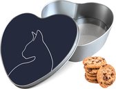 Biscuit Tin Cat Contour Heart - Boîte de rangement 14x15x5 cm