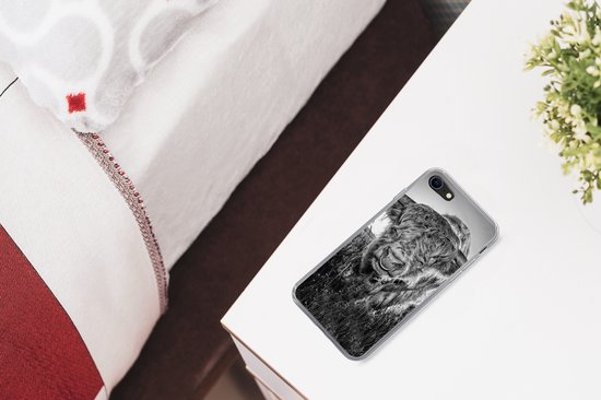 Coque iPhone 7 - Highlander écossais - Zwart - Wit - Siliconen