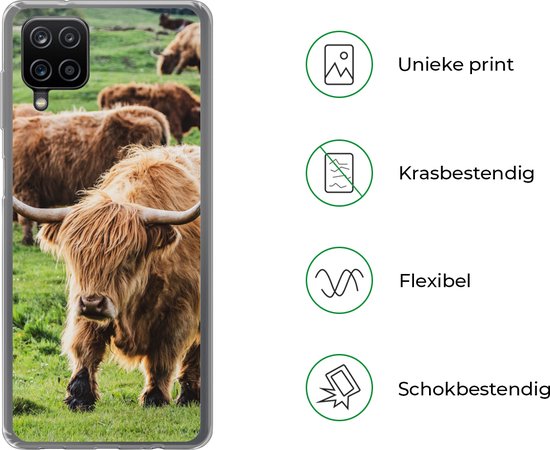 Coque Samsung Galaxy A12 - Highlanders écossais - Animaux - Herbe - Siliconen