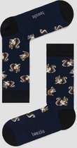 Grappige Sokken Marineblauw met Eekhoorntjes in Bio katoen maat 41-46 - Eekhoorns - Zacht - Trendy geschenk - Trendy Cadeau - Verjaardag - Geschenk - Kerst