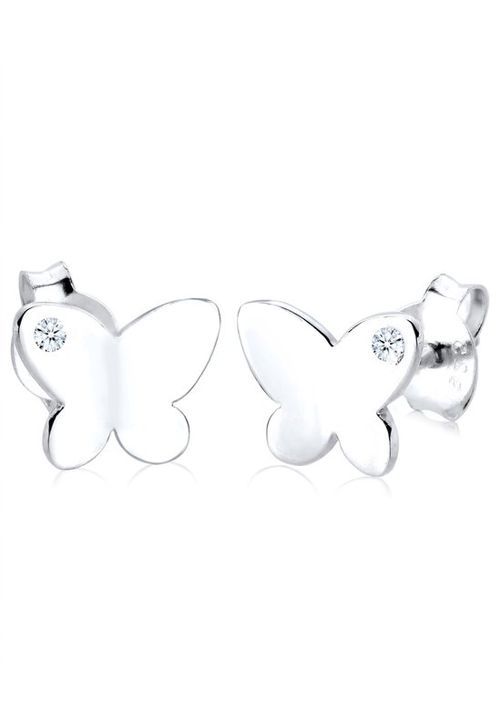 Elli PREMIUM Boucles d'oreilles d'oreilles enfants papillon nature diamant (0,03 ct.) en argent sterling 925
