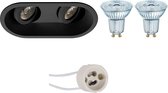 LED Spot Set - OSRAM Parathom PAR16 930 36D - Proma Zano Pro - GU10 Fitting - Dimbaar - Inbouw Ovaal Dubbel - Mat Zwart - 5.5W - Warm Wit 3000K - Kantelbaar - 185x93mm