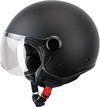 Beon Logo - Geschikt als Fiets Snorfiets Brommer Motor Scooter helm - Retro Vespa jethelm met vizier - Voor dames volwassenen - S - Mat Zwart - Gratis helmtas