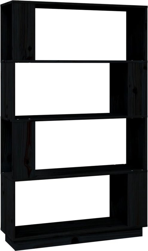 vidaXL-Boekenkast/kamerscherm-80x25x132-cm-massief-grenenhout-zwart