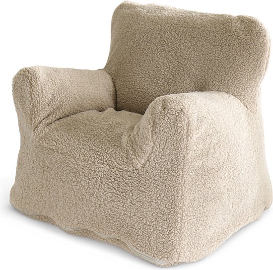 Foto: Peuterstoel beige zand teddy zitzak kind xl met wasbare hoes kinderzetel 1 4 jaar zachte kindersofa met visco vulling