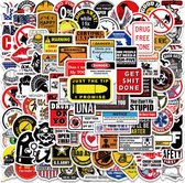 Daily Essentialz Waarschuwing Stickers - Skate stickers - Skateboard Stickers - Graffiti Stickers - Stickers - Stickers volwassenen - Stickers Kinderen - Bullet Journal Stickers - Stickers Laptop - Afzetlint - 50 stuks